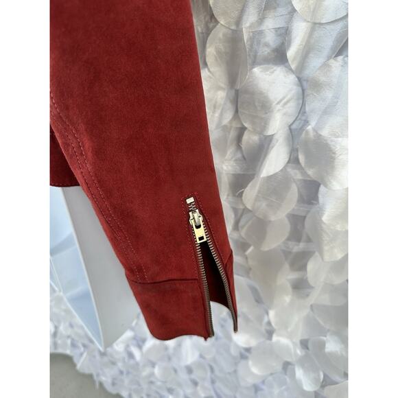 IRO Merlot RED LAMBSKIN Suede JACKET BIKER SIZE 36 US 2 RETAIL $1100.00 - Picture 6 of 13